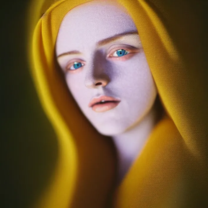 Image similar to kodak portra 4 0 0, 8 k, soft light, volumetric lighting, highly detailed, britt marling style 3 / 4, portrait photo of the virgin mary, highly detailed face, inspired by ophelia paint, a beautiful scenery with highly detailed landscape, realistic, refined, beautifully detailed, natural outdoor soft pastel lighting colors scheme, outdoor fine art photography, hyper realistic, photo realistic