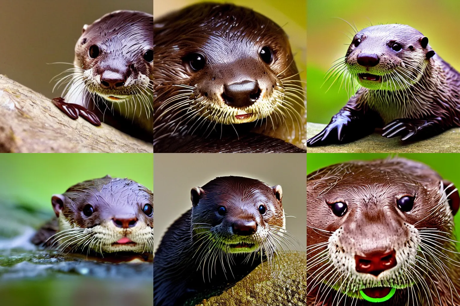 Prompt: an otter with insect eyes, national geographic