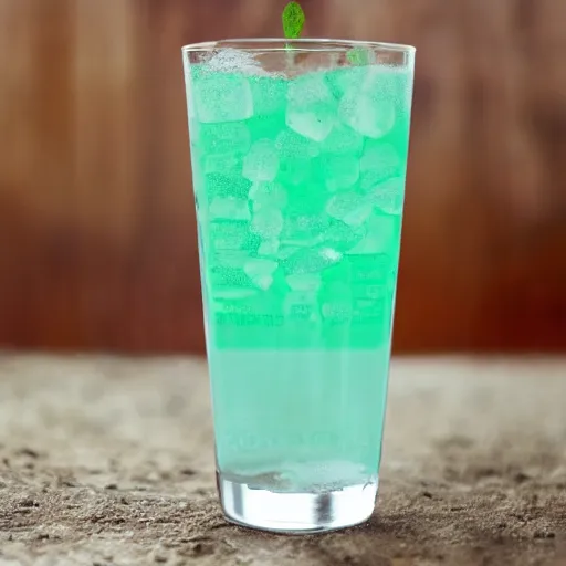 Prompt: mint soda product photo