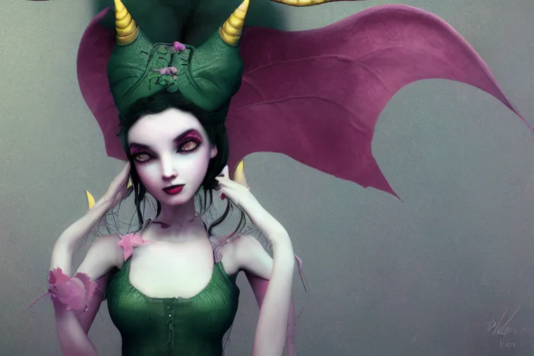 Image similar to pretty demon girl with horns photograph in the style of ray caesar, colorful, realistic, 8 k,