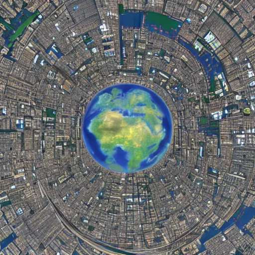 Image similar to a city orbiting the earth