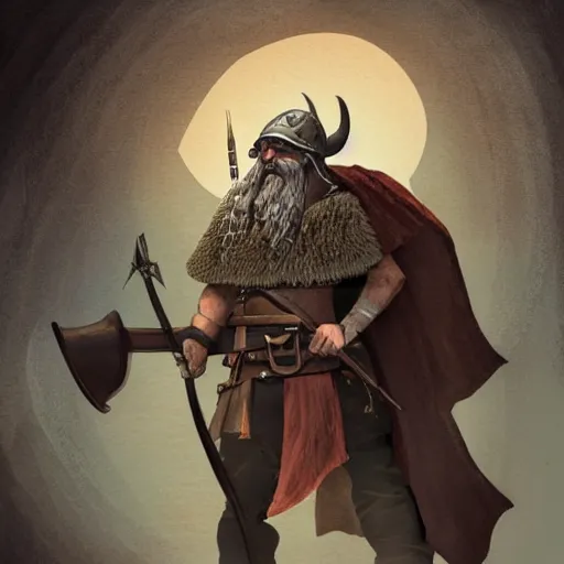 Image similar to character with matchlock, viking in sad byzantine mask, concept art, grim dark fantasy stand infront of poor christian farmer.