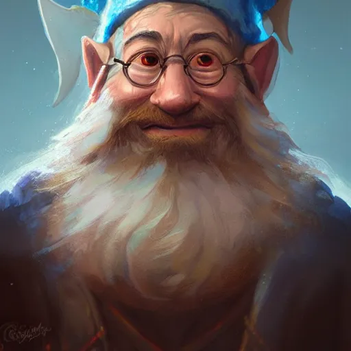 Prompt: a detailed portrait of a gnome wizard, by greg rutkowski and justin gerard, digital art, realistic painting, very detailed, fantasy, dnd, character design, trending on artstation