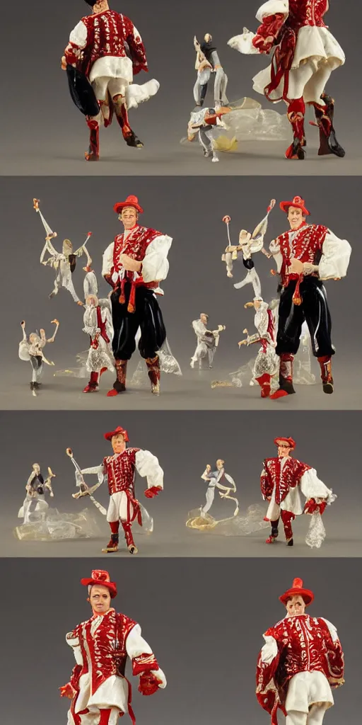 Prompt: bootleg plastic figure of a spanish bullfighter cursed photography, middle shot