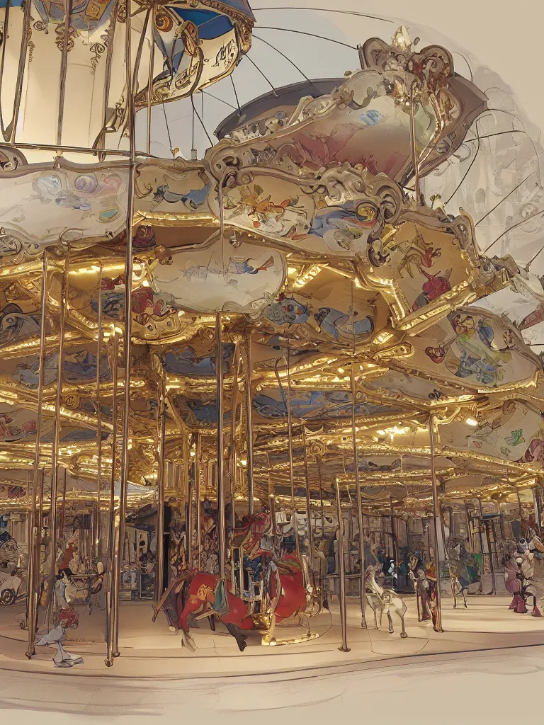 Prompt: carousel by disney concept artists, blunt borders, rule of thirds