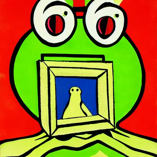 Image similar to a frog, pop art style, by Jasper Johns