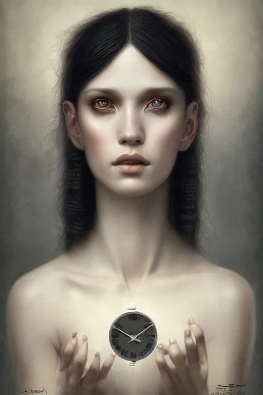 Image similar to a portrait of a single lonely clockpunk female, detailed, realistic eyes, symmetry body features proportions, award winning, by Tom Bagshaw