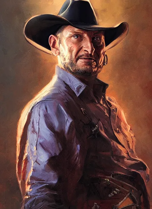 Image similar to Portrait Tim Robinson in a cowboy hat, marvel comics, dark, intricate, highly detailed, smooth, artstation, digital illustration by Ruan Jia and Mandy Jurgens and Artgerm and Wayne Barlowe and Greg Rutkowski and Frank Frazetta