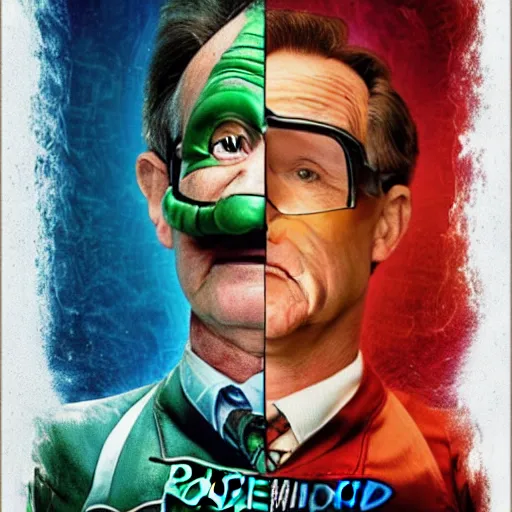 Image similar to awe inspiring Robin Williams as The Riddler 8k hdr movie poster