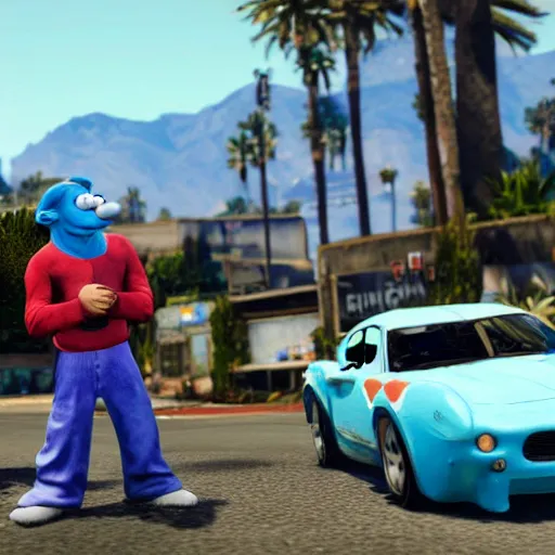 Prompt: smurfs in GTA 5 4k