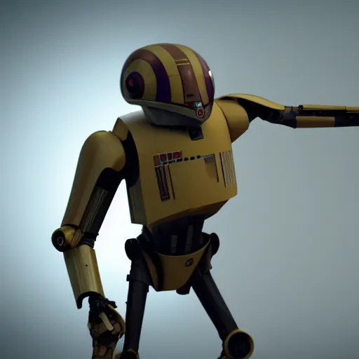 Image similar to star wars battle droid, cinematic, octane render, 8k