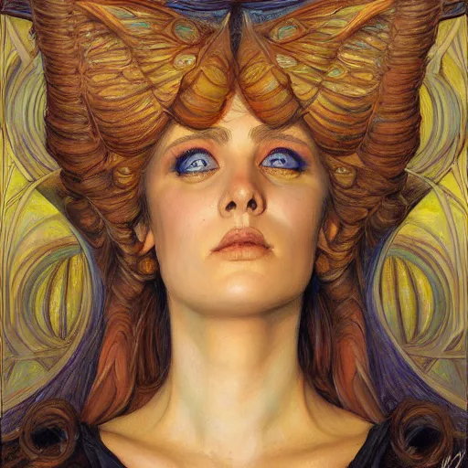 Image similar to a painting in the style of donato giancola, and in the style of charlie bowater, and in the style of william blake. symmetry, smooth, sharp focus, semi - realism.