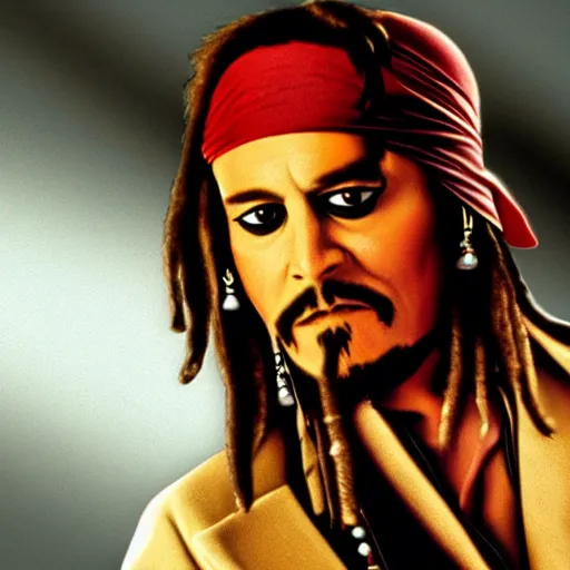 Image similar to captain jack sparrow in pulp fiction