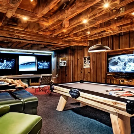 Image similar to the ultimate man cave,photgraphy,detailed