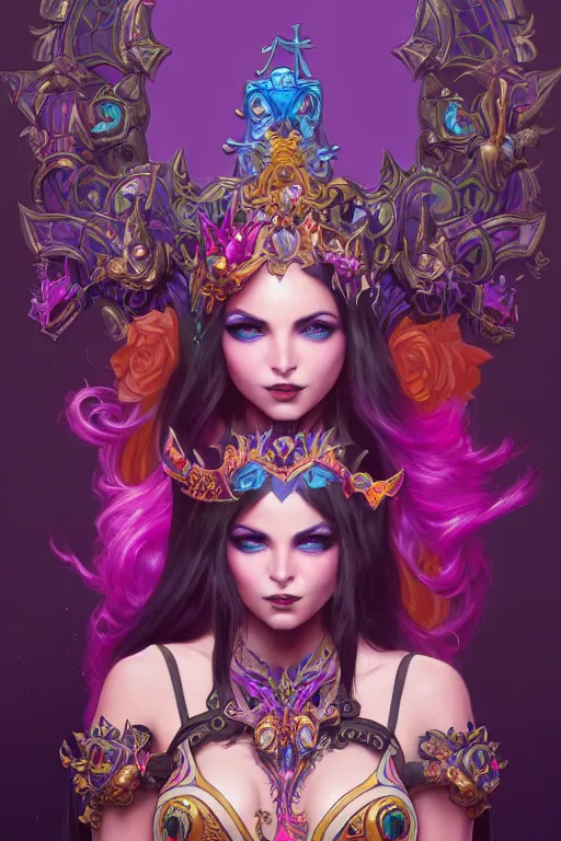 Image similar to a full body portrait of the lisa frank world of warcraft character art, gothic, highly detailed, digital painting, crown of skulls, artstation, smooth, sharp focus, illustration, art by artgerm and greg rutkowski and alphonse mucha and william - adolphe bouguereau