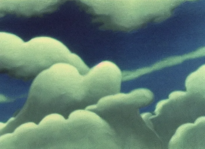 Prompt: soft pleasing - palette friendly colossal gentle monster friendly giant wind spirit goliath character portrait, close - up, pleasing palette, undulating nebulous clouds, adorable, friendly, dyllic cumulonimbus still from fantasia pastel from fantasia ( 1 9 4 1 )