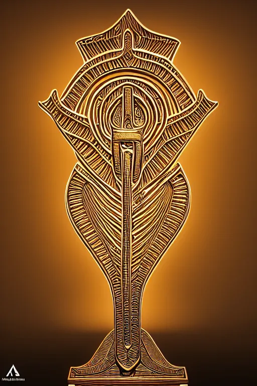 Image similar to Table lamp in the shape of Ankh symbol of life, fantasy, intricate art deco leaf designs, elegant, highly detailed egyptian patterns, sharp focus, art by Artgerm and beeple