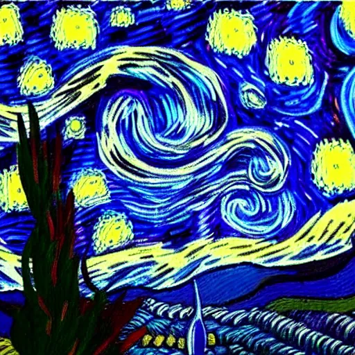 Image similar to Bearded Dragon, Starry Night inspired