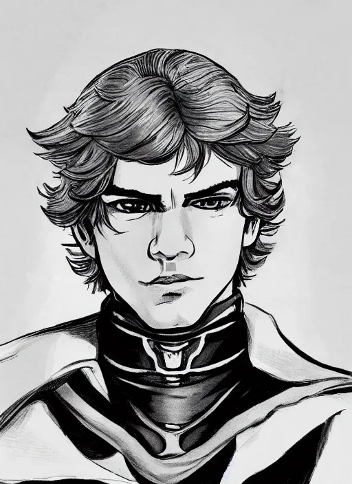 Image similar to Drawning of Anakin Skywalker in style of Hirohiko Araki