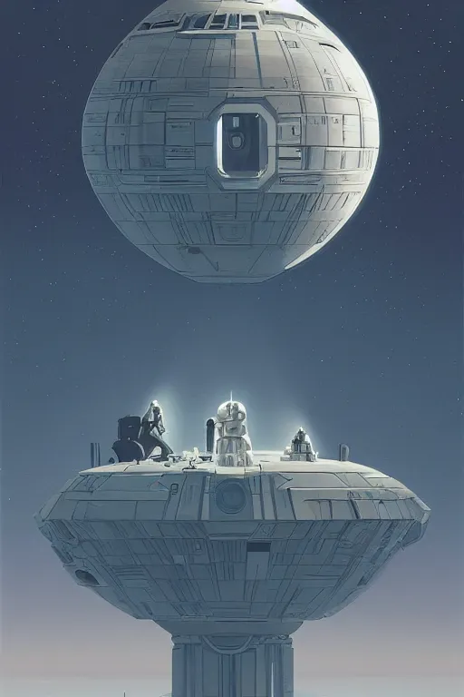 Image similar to star wars on Dyson sphere Edward Hopper and James Gilleard, Zdzislaw Beksisnski, higly detailed