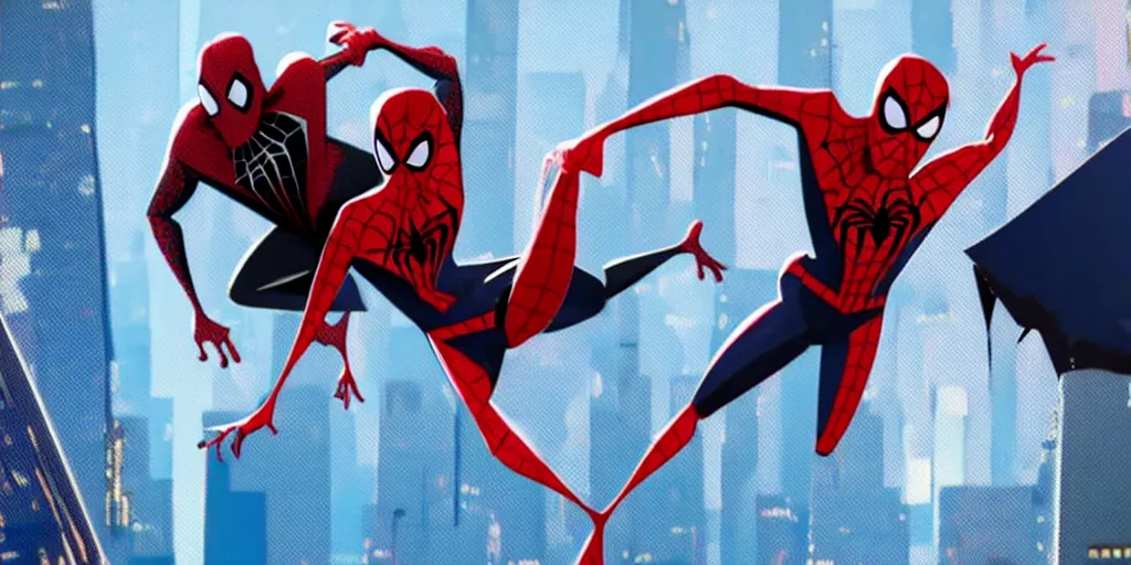 Prompt: a cheap remake of Into the Spiderverse