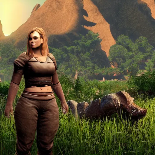 Prompt: an in-game screenshot of Adele as a character in Ark Survival Evolved