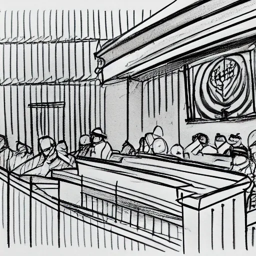 Image similar to court room sketch of the hamburglar testifying in court