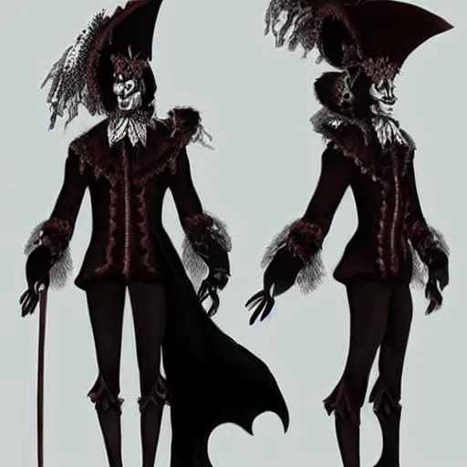 Prompt: dark character design inspired by venice carnival, concept art, smooth