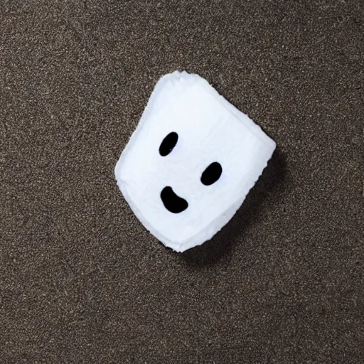 Prompt: an ice cube with a comically sad face crying over a wet rag