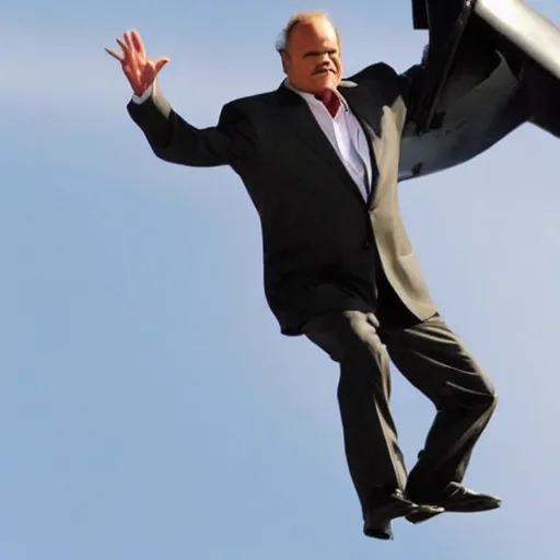 Prompt: kelsey grammer falling out of a plane