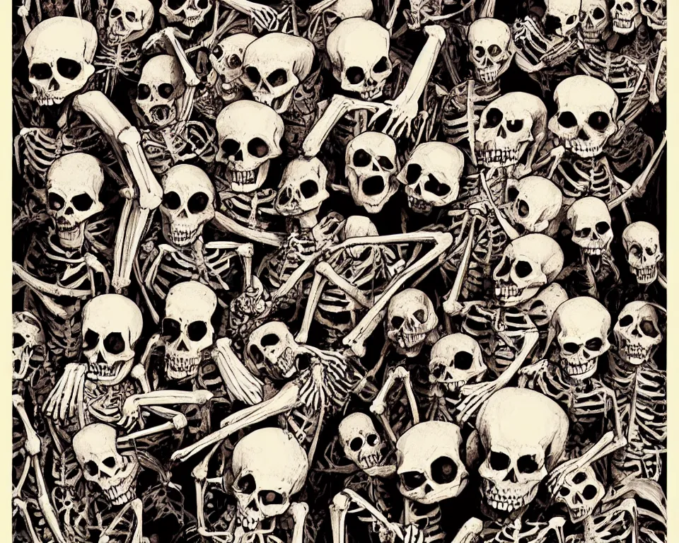 Image similar to a horror movie poster about a skeleton invasion