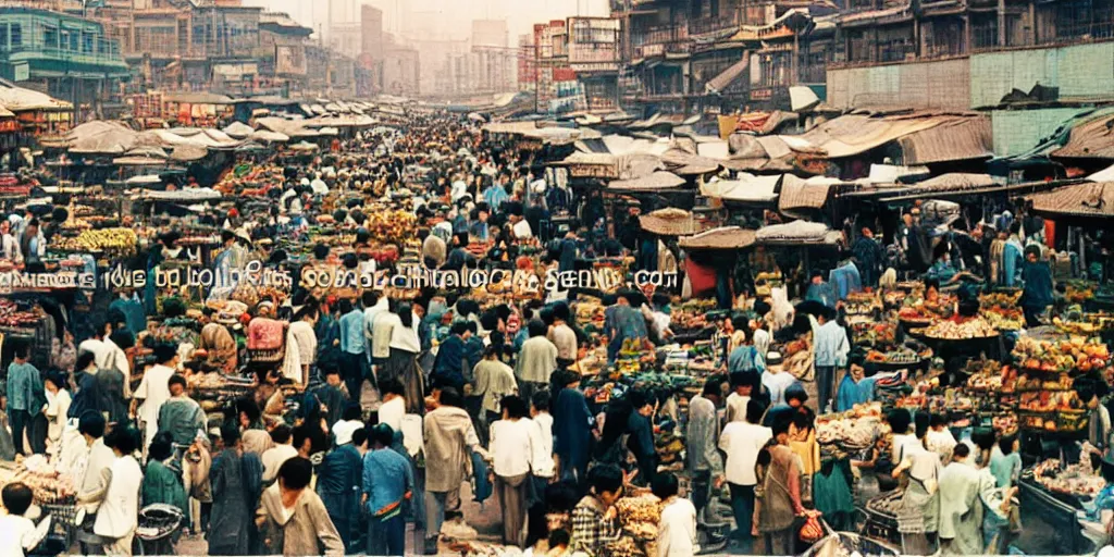 Image similar to Shangai Markets 1970's colored photo