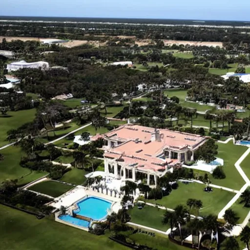 Image similar to aerial view of Joe Biden, an FBI agent rating, Mar-a-Lago resort