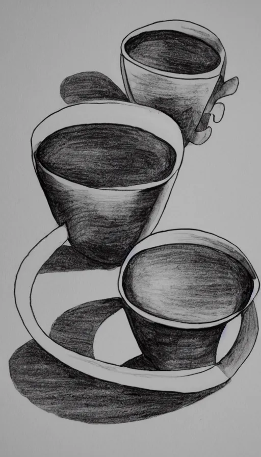 Image similar to ink drawing of 2 cups with infinity symbol