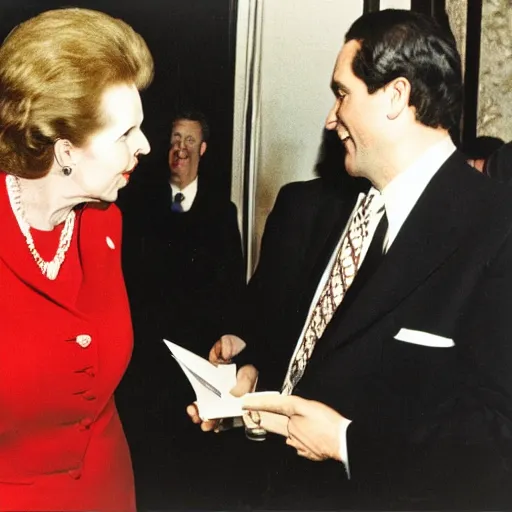 Image similar to margaret thatcher meeting satan