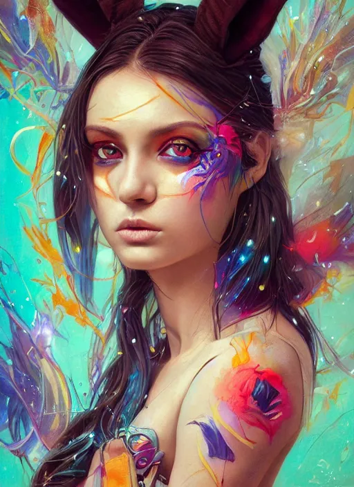 Image similar to beautiful portrait of eevee, by Tristan Eaton, Stanley Artgermm, Tom Bagshaw, Greg Rutkowski, Carne Griffiths. trending on DeviantArt, face enhance, hyper detailed, trending on Artstation, 8k, masterpiece, graffiti paint, fine detail, full of color, intricate detail, golden ratio illustration