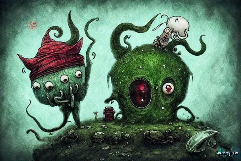 Prompt: super cute cthulu by alexander jansson