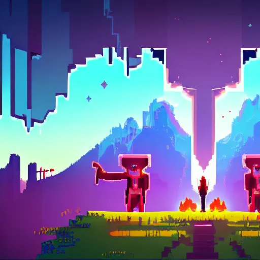 Image similar to pixel art of hyperlight drifter game art concept art 8k award winning scenic