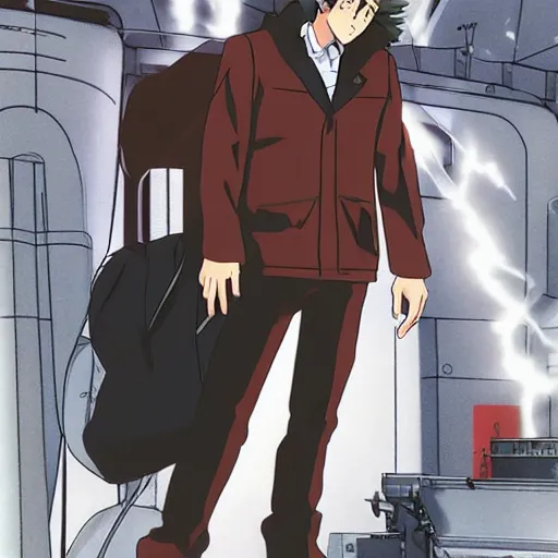 Image similar to spike spiegel wearing techwear, anime