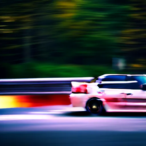 Image similar to a car drifting Toyota JZX100 in middle of road, gunma prefecture, city sunset, cinematic color, photorealistic, highly detailed, bokeh