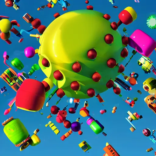 Image similar to photorealistic katamari damacy