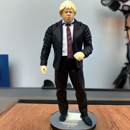 Image similar to an action figure of boris johnson figurine, detailed product photo