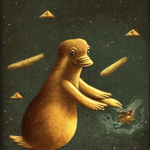 Prompt: 1. the simple trickster | suppose the platypus says : “ the universe was created by the will of a single being. ” in that case, the posterior probability of his truth is 1 0 0 %, as a matter of definition.