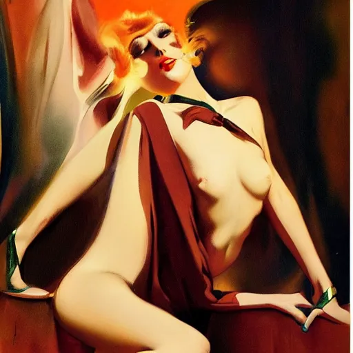 Image similar to painting by rolf armstrong