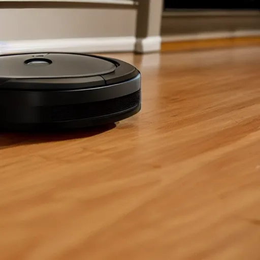 Image similar to a roomba being sad, horror movie scene, eerie, spooky