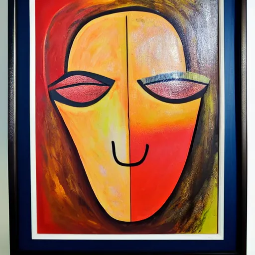 Image similar to a face made by super fine lines, abstract oil painting