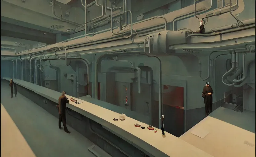 Image similar to Inside a Nuclear Reactor , very coherent, painted by Edward Hopper, Wayne Barlowe, painted by James Gilleard, airbrush, art by JamesJean