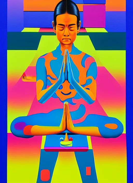 Image similar to yoga by shusei nagaoka, kaws, david rudnick, airbrush on canvas, pastell colours, cell shaded, 8 k