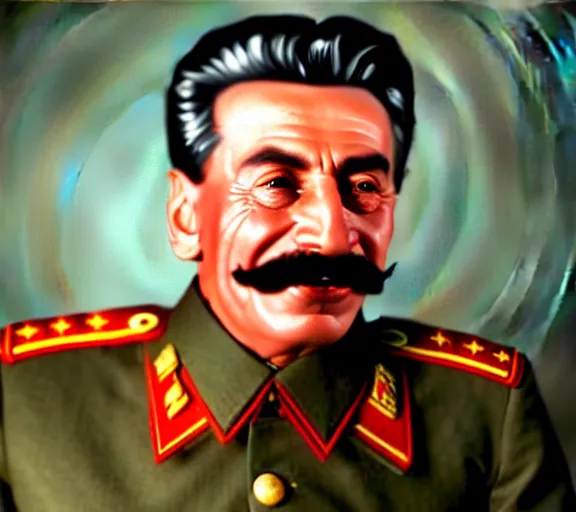 Image similar to photograph of Stalin making a silly face, 8k resolution, high detail, ULTRA REALISTIC VFX, reflections, cinematic shot