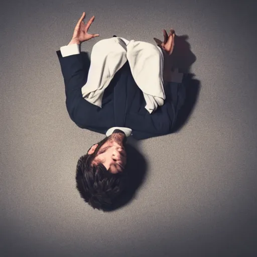 Prompt: photo of a man upside down